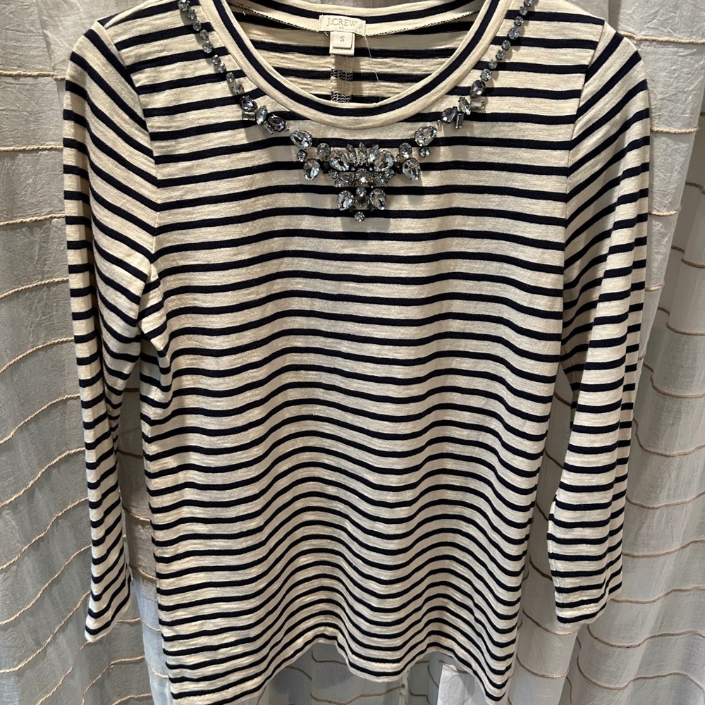 NWT J.Crew Factory Embellished Striped Shirt